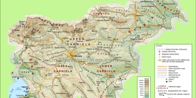 نقشہ کے سلووینیا جسمانی